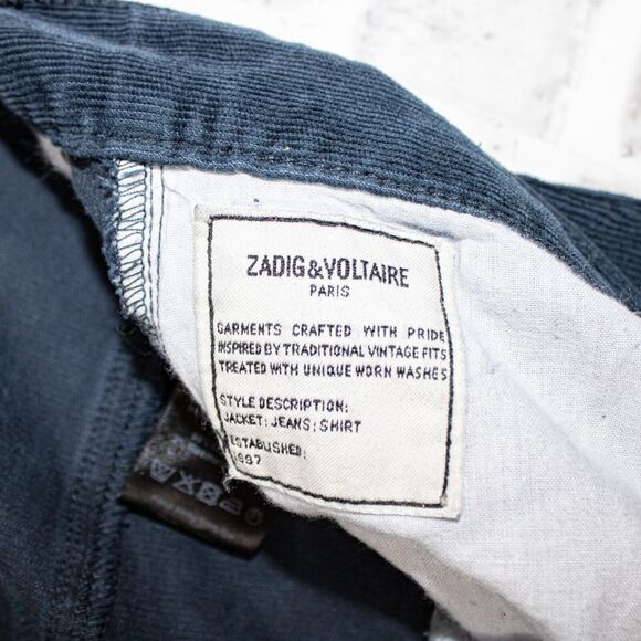 ZADIG & VOLTAIRE Men's Slim Corduroy Jean Pants Navy Blue Size 32 - Picture 2 of 9